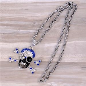 ❤️ Rhinestone skull pendant chain necklace